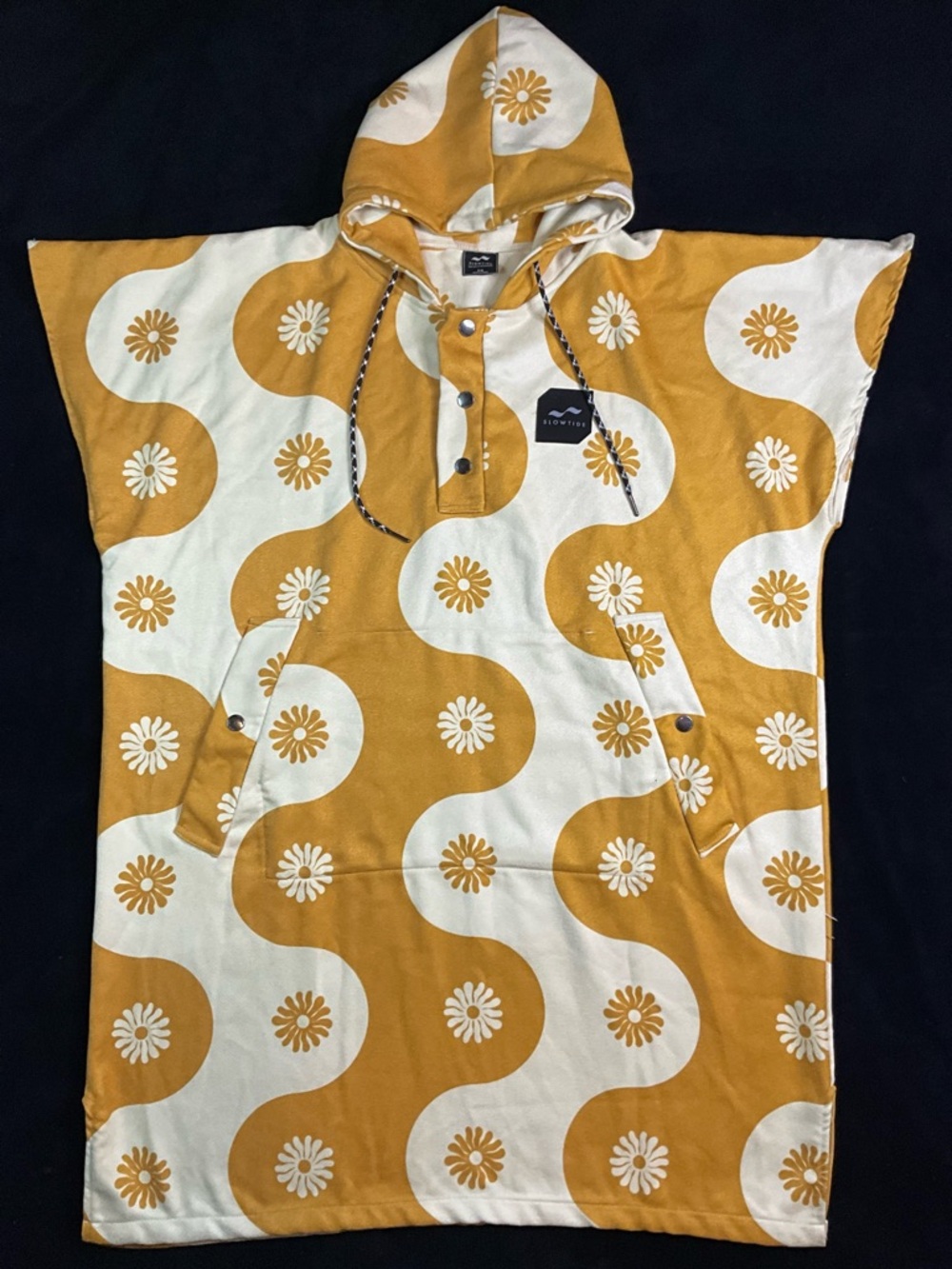 Mustard & Cream Floral Wave Hooded Swim Coverup